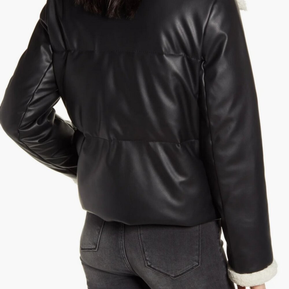 LEVIS Faux Leather Quilted Puffer Jacket Small - Picture 11 of 15